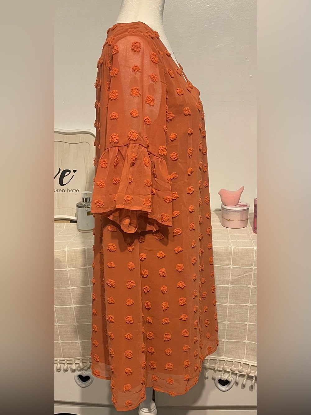 Blooming Jelly bohemian Orange Textured V‑Neck Dress size M NWT - Picture 4 of 11